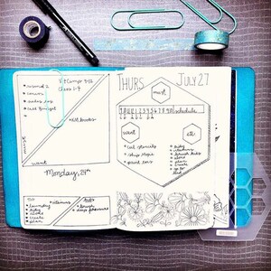 Honeycomb Hexagon bullet journaling stencil creates fun layouts. Hop over here to get it. image 10