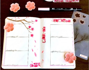 Cherry Blossom Journal Stencil adds delicate floral elements to your bujo layouts. Get it over here.