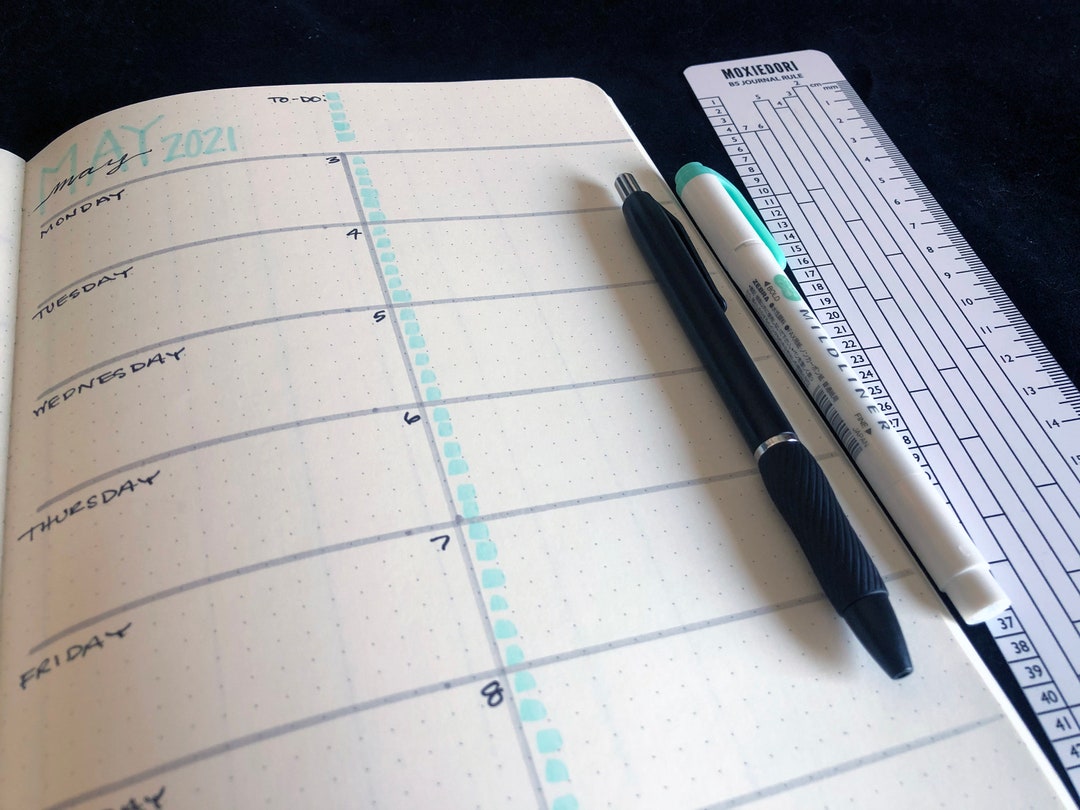 A5 Bullet Journaling Ruler Counts Boxes and Divides Your A5 Bujo Page.  Exclusively Over Here. 