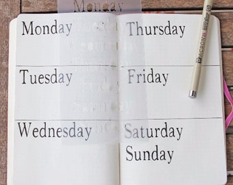 Printed days of the week bullet journaling stencil creates consistent daily headings in your bujo. Get it over here.