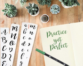 Brush Lettering Tracing Strips - 2 Sets immediate brush lettering results while you practice. Available exclusively here.