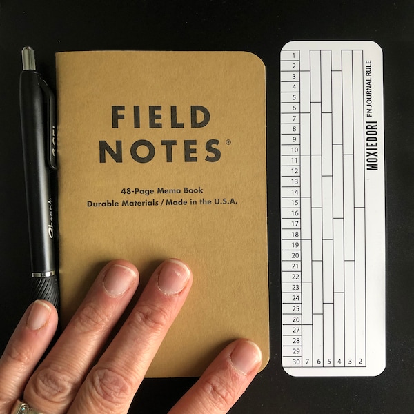 Bullet journaling ruler for FIELD NOTES makes layouts faster and easier. Buy it here.