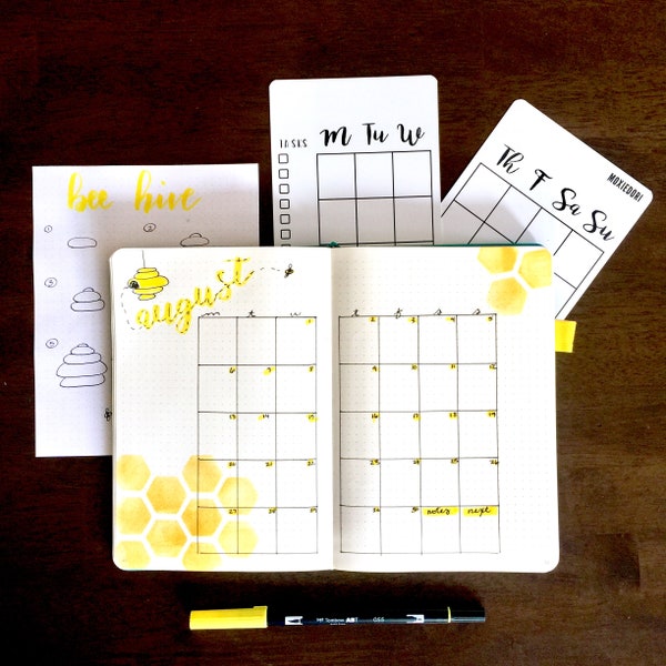 Monthly calendar bullet journaling tracing card makes creating monthly layouts fast and easy. Hop over here to get it.