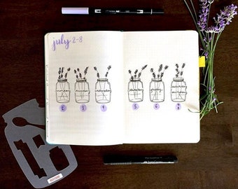 Mason Jar Bullet Journaling Stencil creates a variety of charming bujo layouts. Click here to view.