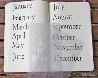 Printed months bullet journaling stencil set create consistent monthly headings quickly and easily. Get the set here.