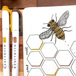 Honeycomb Hexagon bullet journaling stencil creates fun layouts. Hop over here to get it. image 7