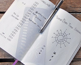 Time Spiral Bullet Journaling Stencil creates time tracking and time management layouts quickly and easily. Get it over here.