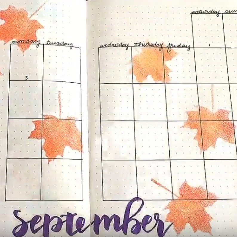 Little Leaves Bullet Journaling Stencil creates autumn foliage bujo layouts. Get it here. image 3