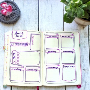 Weekly Bullet Journaling Stencil makes a fast and easy weekly layout in your bujo. Grab it over here. image 2