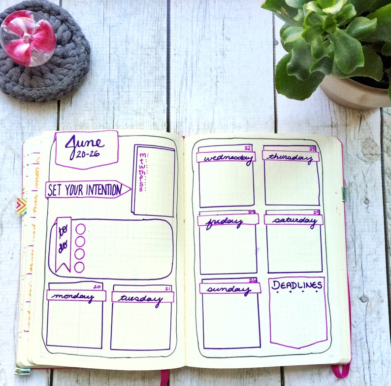 Weekly Bullet Journaling Stencil makes a fast and easy weekly layout in your bujo. Grab it over here. image 2