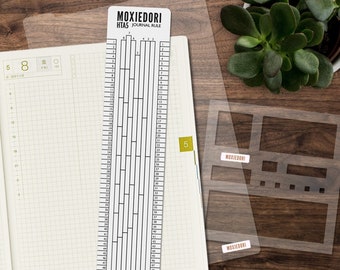 A5 Hobonichi Stencil, Ruler, and Pencil Board Bundle for the Techo make journaling easier and faster. Get the bundle here.