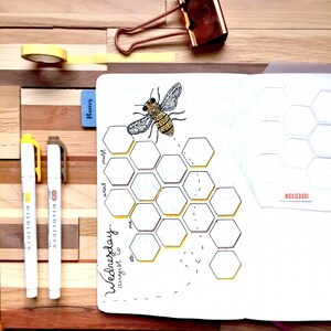 Honeycomb Hexagon bullet journaling stencil creates fun layouts. Hop over here to get it. image 2