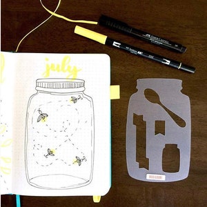 Mason Jar Bullet Journaling Stencil creates a variety of charming bujo layouts. Click here to view. image 6