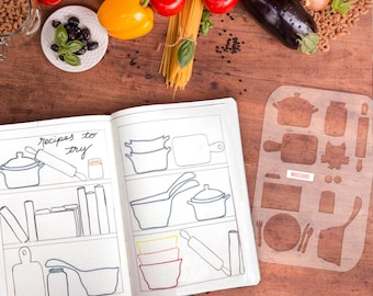 Meal Planning bullet journaling stencil creates a fun weekly layout for all of your meal prep. Exclusively found here.