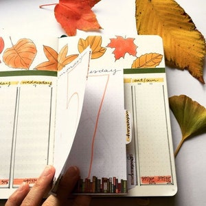 Little Leaves Bullet Journaling Stencil creates autumn foliage bujo layouts. Get it here. image 2