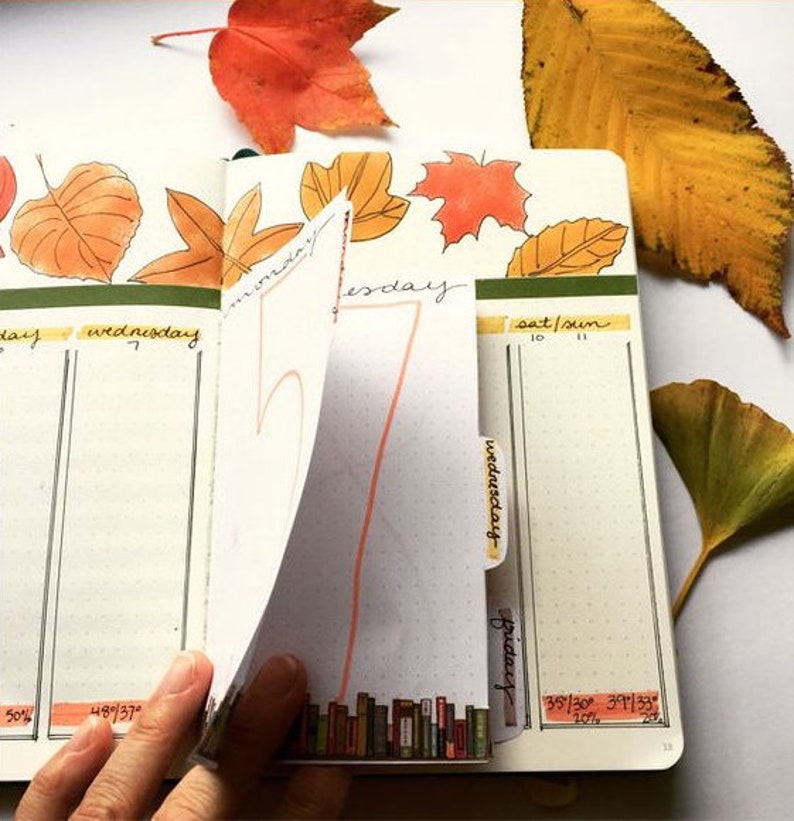 Little Leaves Bullet Journaling Stencil creates autumn foliage bujo layouts. Get it here. image 2