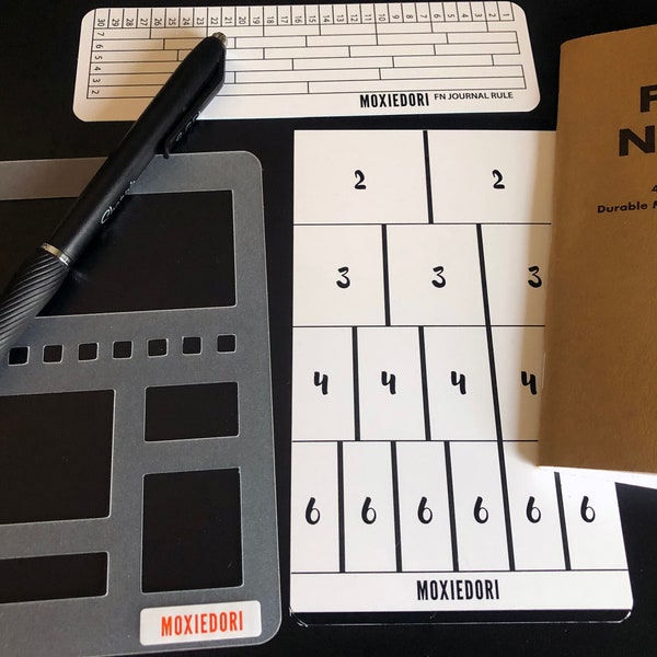 Field Notes journal bundle includes FN rows and columns tracing card, FN ruler and FN basic stencil. Time saver! Get it over here.