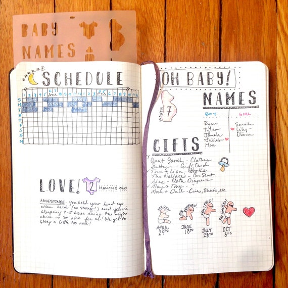 pregnancy journal baby tracker stencil baby book memory bullet etsy