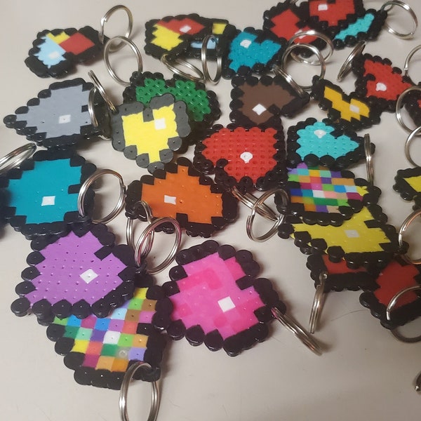 Heart Perler Bead NES Pattern 8bit 90s Awesome for Birthday or Christmas Gift Stocking stuffer Keychain Ornament