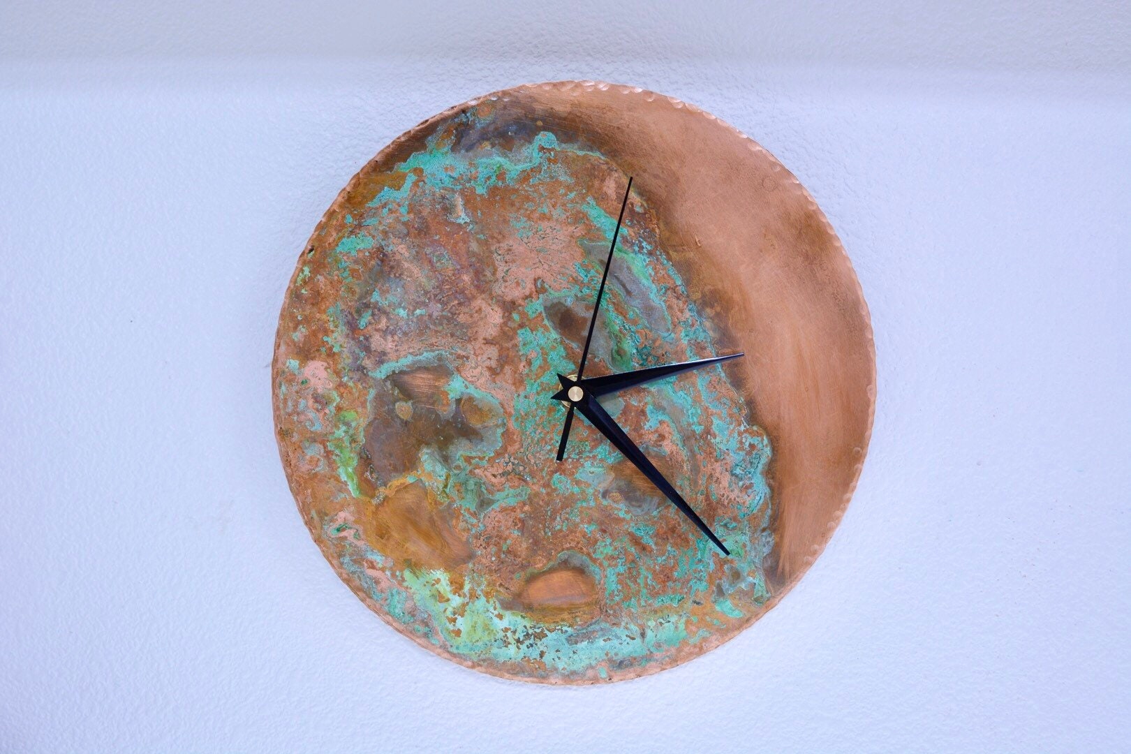 Crescent Patina Copper Clock Artistic Rustic Wall Decor Etsy