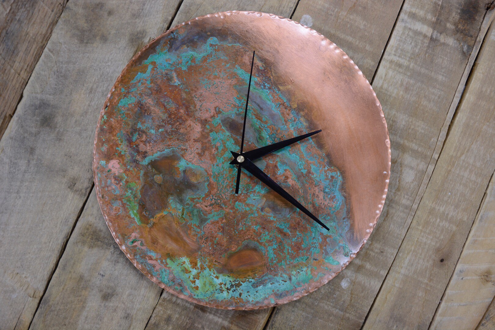 Crescent Patina Copper Clock Artistic Rustic Wall Decor Etsy