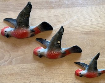 Ceramic wall hanging Ducks , Galahs , Great Australian, hanging bird.