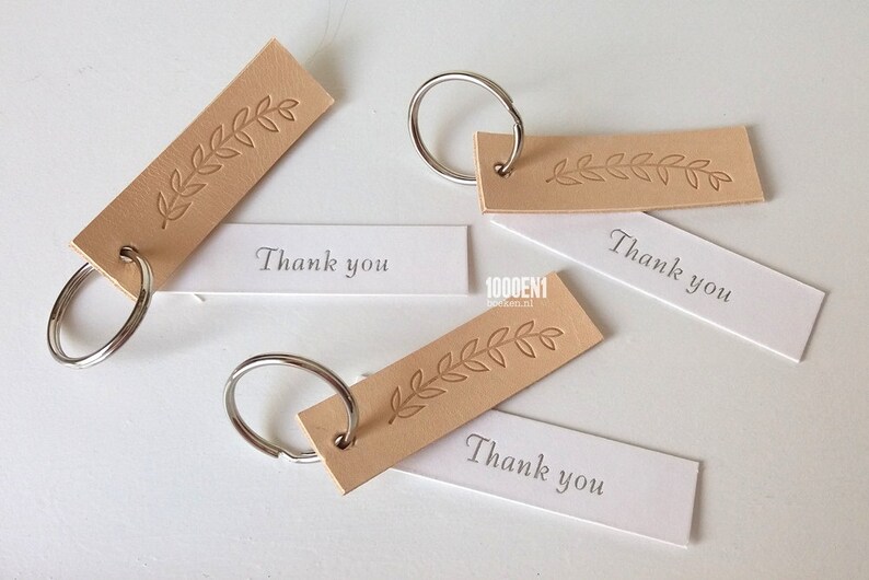 Thank you leather labels with branch
