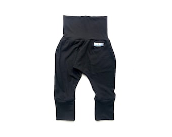 Black BAMBOO Harem Swaggers, Pantalon Evolutif, Pantalon De croissance, Pantalon grow with me, Évolution du pantalon, Pantalon évolutif, Pantalon enfant