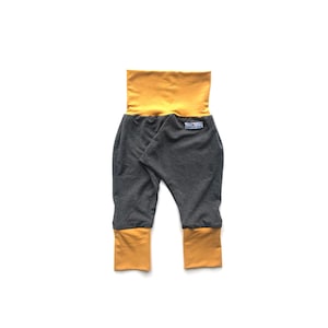 BAMBUS Haremshose, Evolutive Hose, Mitwachsende Hose, Mitwachsen Hose, Pantalon evolutif, gelbe senf Hose, senf haremshose