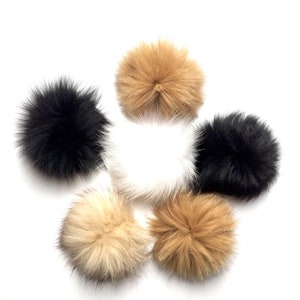 Pompons Pele de raposa reciclada, Pompons destacáveis, Pompons para chapéus, Bola peluda, Bobble para chapéu, Pompons