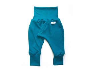 Harem en bambou bleu turquoise Swaggers, Pantalon évolutif, Pantalon de croissance, Pantalon Grow with me, Édition bébé/tout-petit, Pantalon évolutif