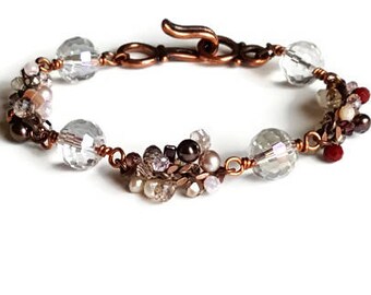 Rose Crystal Bracelet - Crystal Bracelet - Wedding Bracelet - Bridal Bracelet - Wedding Jewelry - Bridesmaid Bracelet - Pearl Bracelet