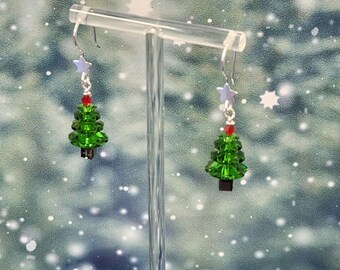 Christmas Tree Earrings - Holiday Earrings - Christmas Gift - Christmas Jewelry - Secret Santa - Stocking Stuffer - Green Tree Earrings