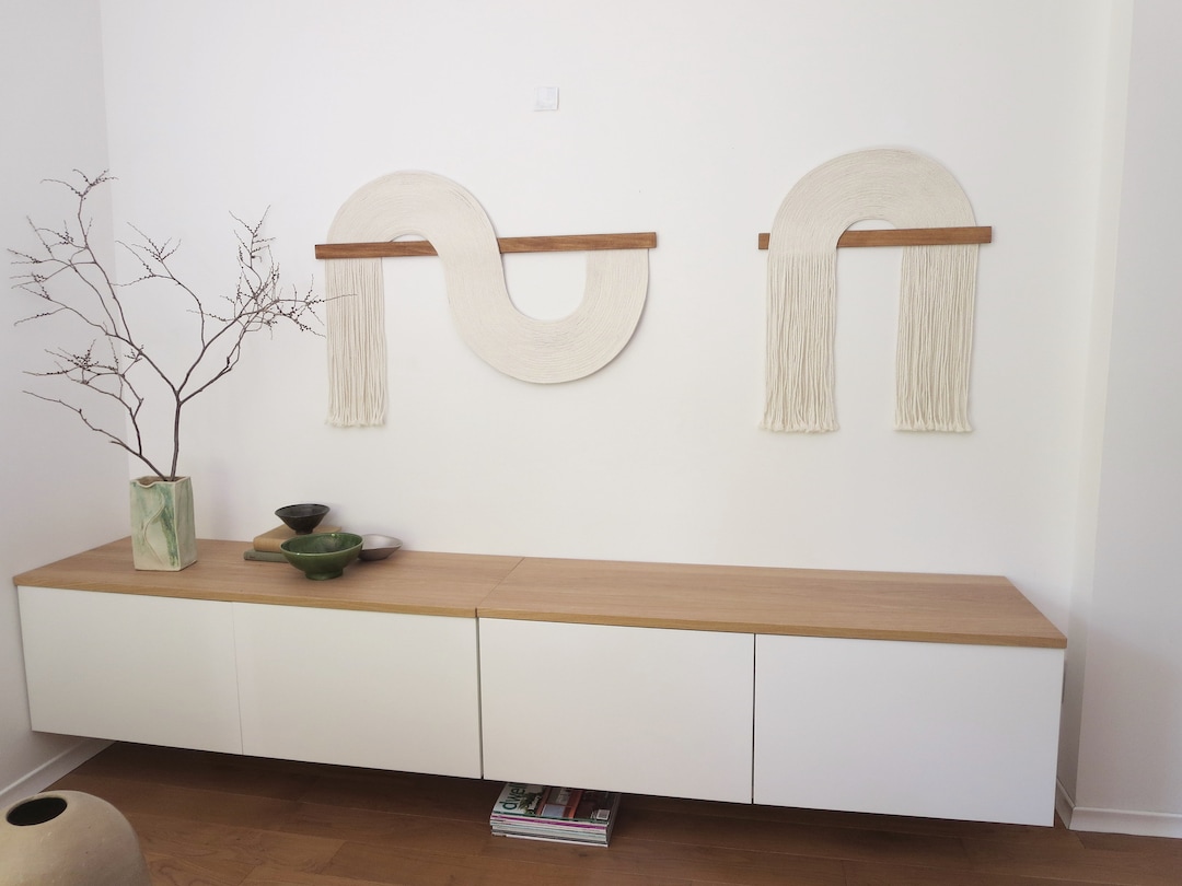 Large Cotton Rope Wall Hanging: Ribbed Wave Tapestry, 2-piece Set - Etsy