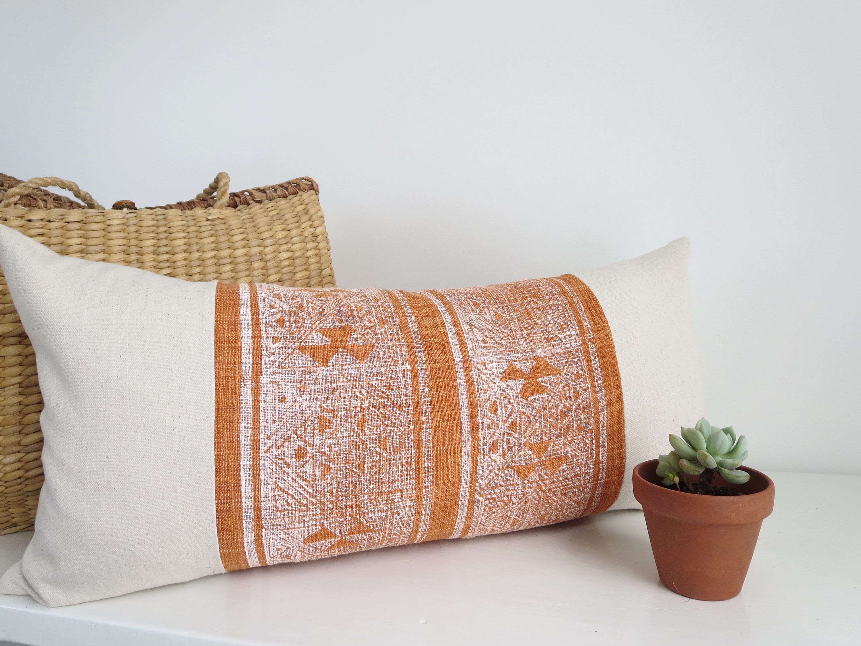 Inyahome Decorative Orange Throw Pillow Covers Pack of 1/2 Boho