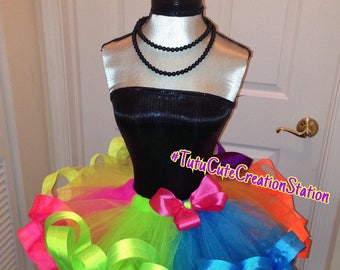 Neon tulle tutu, multicolored neon tutu, birthday tutu, neon pink, neon green, neon blue, neon orange, neon yellow, purple, neon rainbow