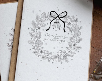 Christmas Plantable Seed Card, Seasons Greetings, Eco Friendly Christmas Card, Wildflower Seed Card, Plantable Cards, Sustainable Christmas