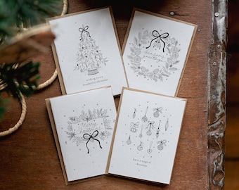 Pack of Christmas Plantable Seed Cards, Eco Friendly Christmas Card, Wildflower Seed Card, Plantable Cards, Sustainable Christmas