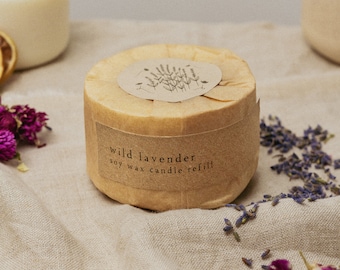 Wild Lavender Refill, Botanical Soy Wax Candle Refill, Wood Wick, Stoneware Candle, Eco Friendly Candle, Candle Gift, Mum Gift