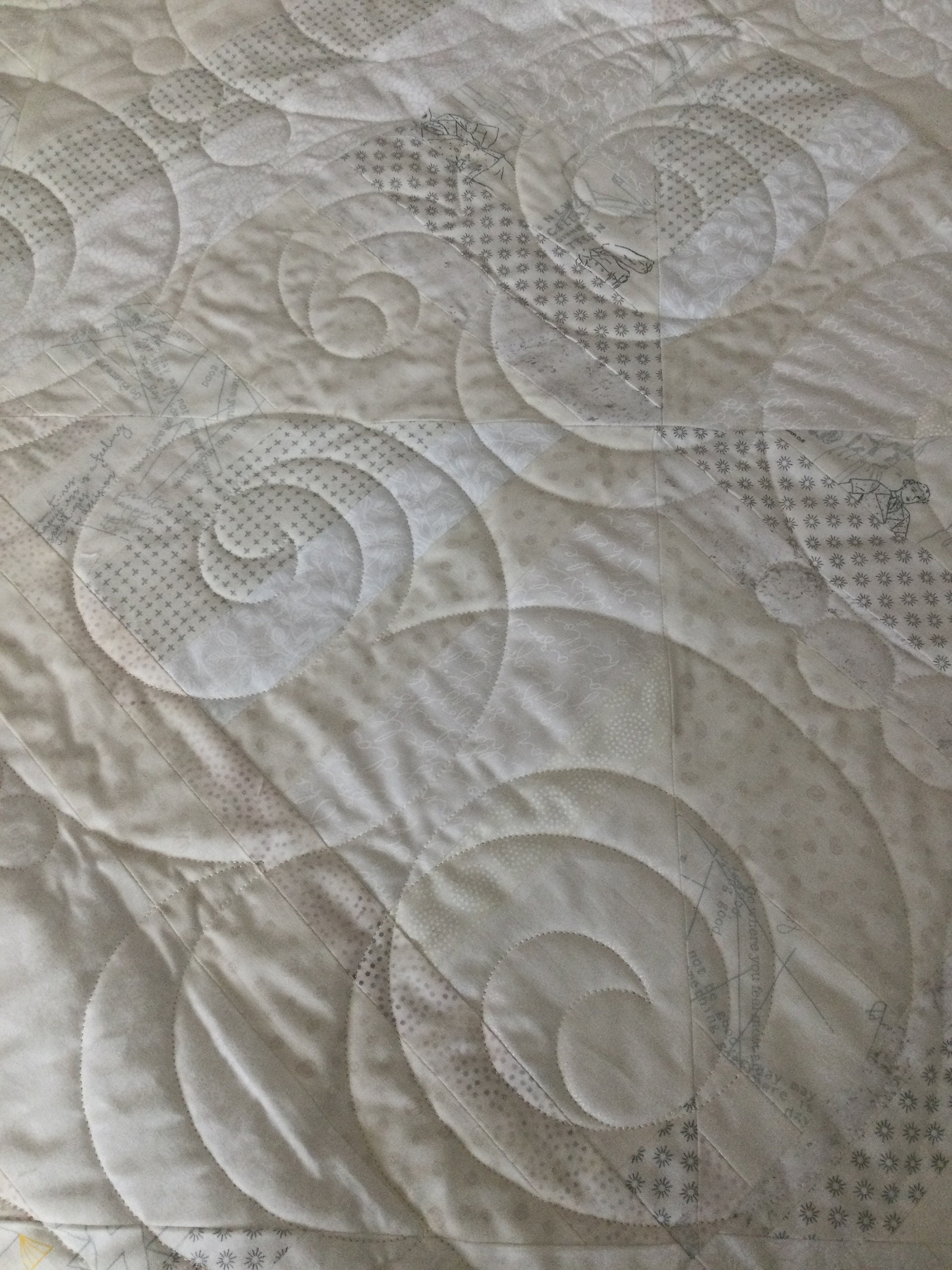 Serenity Quilt, White on White Quilt, Freestyle White on White Piecing