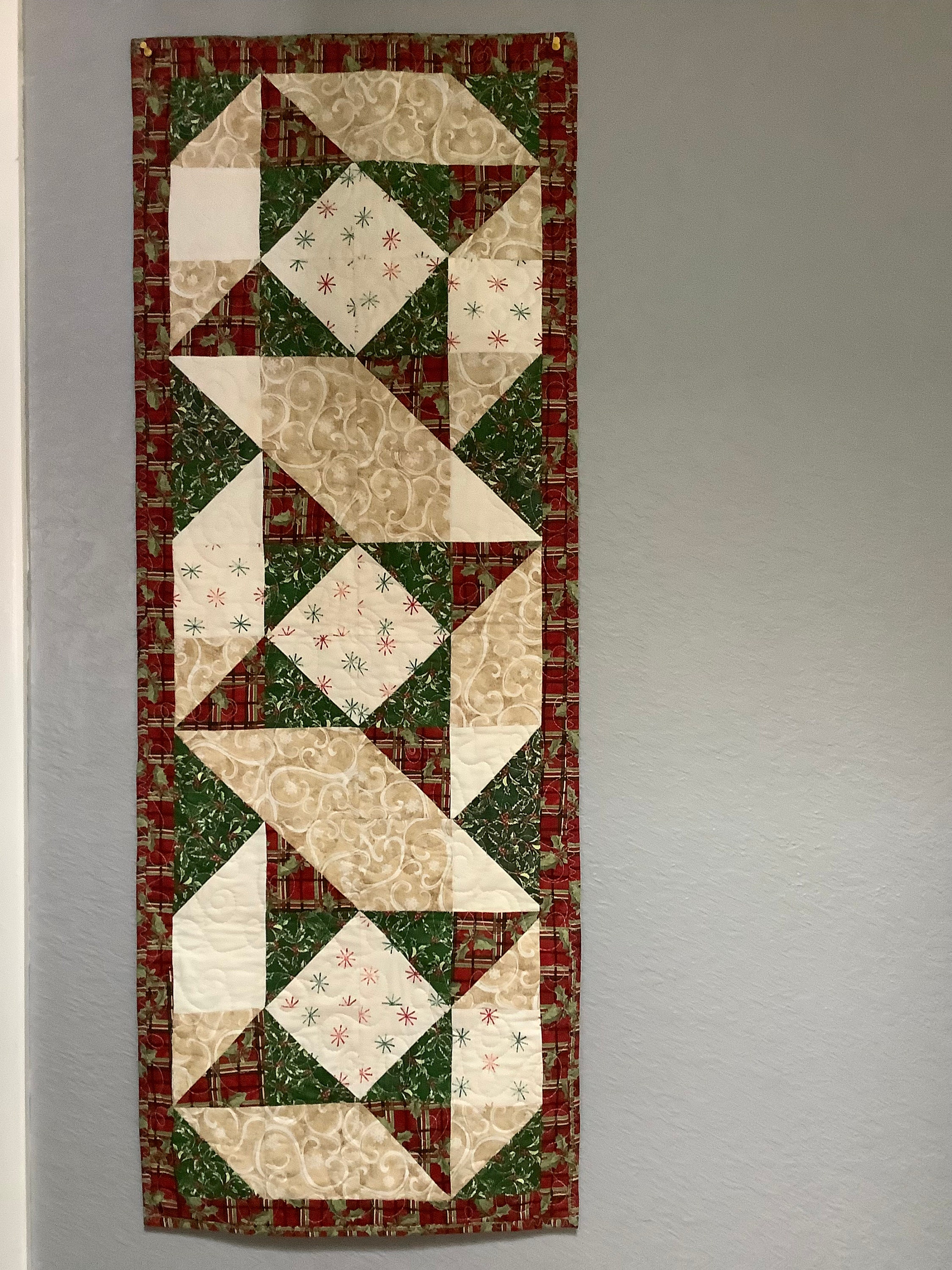 Holiday Table Runner with Embroidered Stars & Metallic Thread main image 0