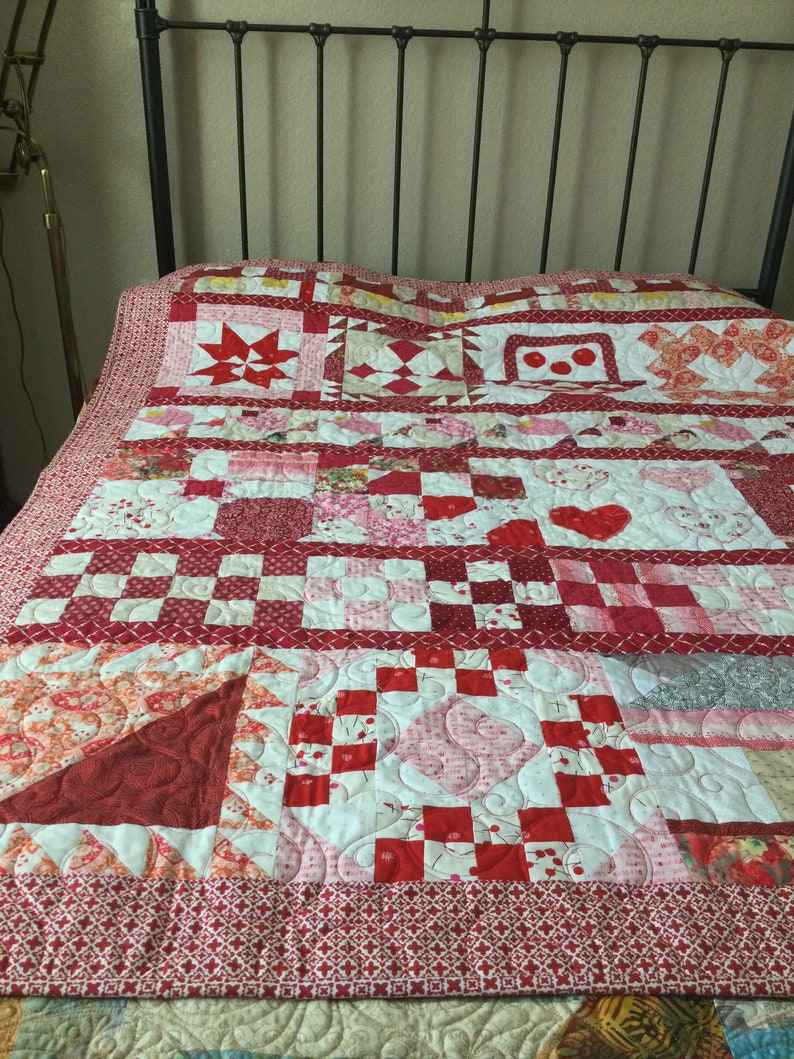 Sampler Many Shades of Red, Quilt, Lap Quilt, Quilt in Red, Quilt by Oma Gregg Etsy
