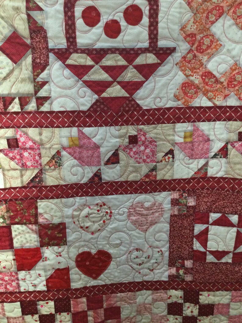 Sampler Many Shades of Red, Quilt, Lap Quilt, Quilt in Red, Quilt by Oma Gregg Etsy