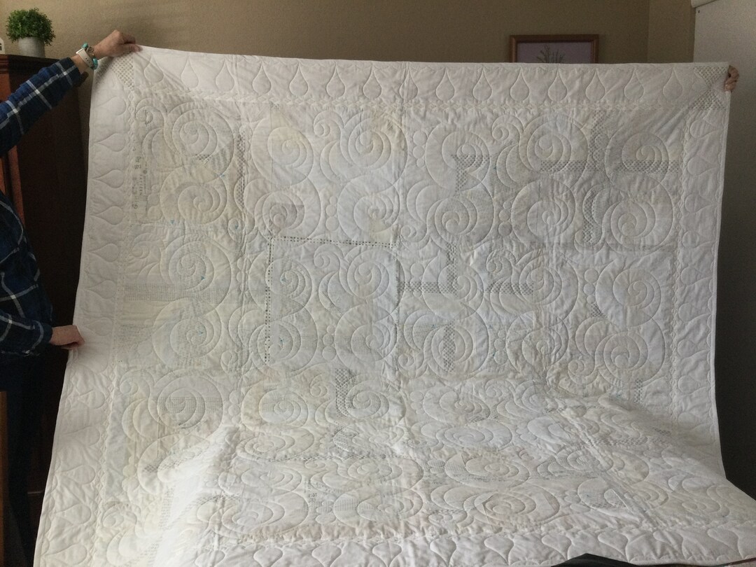 Serenity Quilt, White on White Quilt, Freestyle White on White Piecing