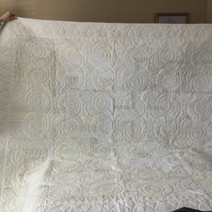 Serenity Quilt, White on White Quilt, Freestyle White on White piecing