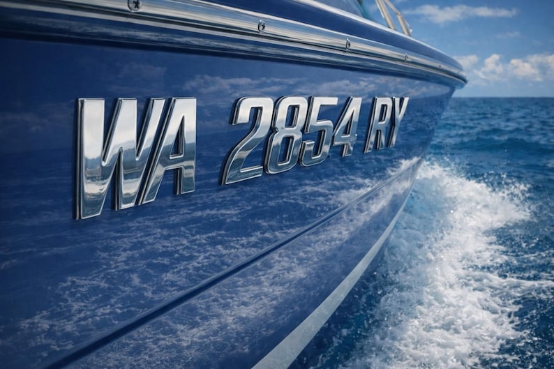 3D Chrome Boat Registration Numbers | Marine Grade Decals - Etsy