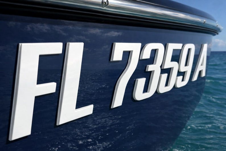 White Raised 3D Boat Registration Numbers & Letters – Marine Grade ...