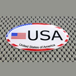 USA Flag Raised Clear Domed Lens Decal Oval 3&quot;x 1.75&quot;