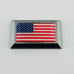 USA Flag  Chrome Emblem Badge 2.25&quot; x 1.40&quot;