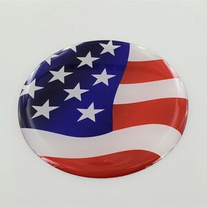 USA Flag Raised Clear Domed Lens Decal Round 2.5&quot;